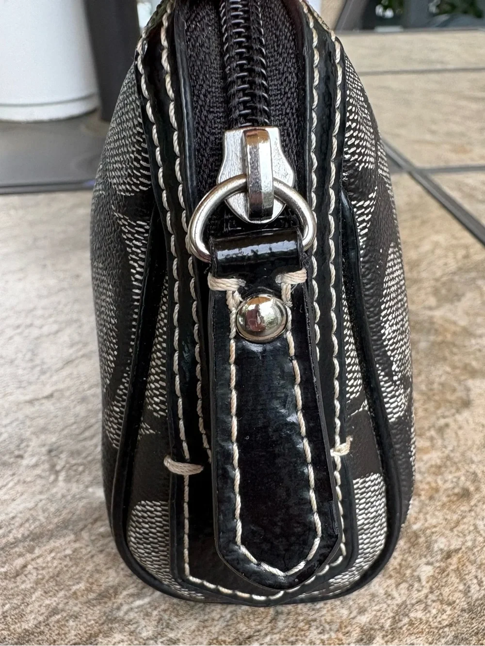Coach Black and Gray Signature Canvas Pouch